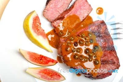 Green Peppercorn Beef Filet Mignon Stock Photo