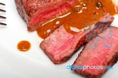 Green Peppercorn Beef Filet Mignon Stock Photo