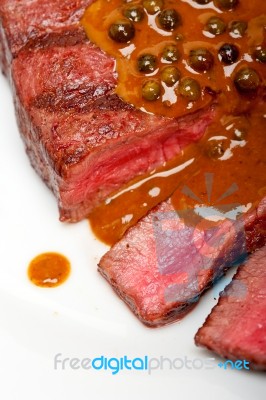 Green Peppercorn Beef Filet Mignon Stock Photo