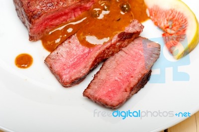 Green Peppercorn Beef Filet Mignon Stock Photo