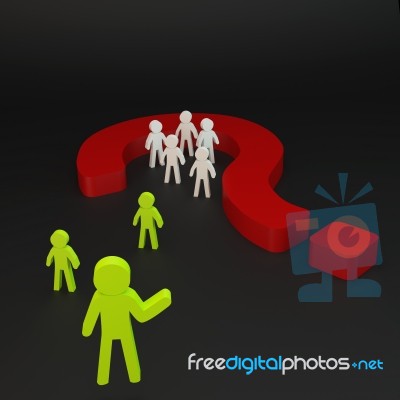 Green Person And Group Person In Red Question Mark Stock Image