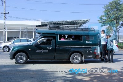 Green Pickup Taxi Chiangmai Stock Photo