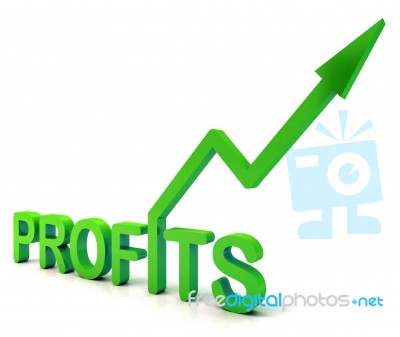 Green Profit Word Shows Income Earned Stock Image