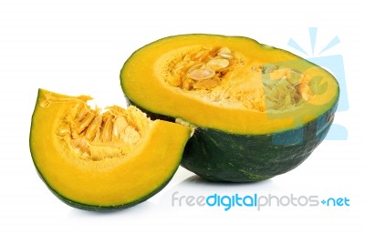 Green Pumpkin Isolated On The White Background Stock Photo