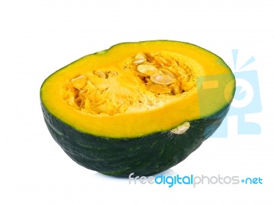 Green Pumpkin Isolated On The White Background Stock Photo