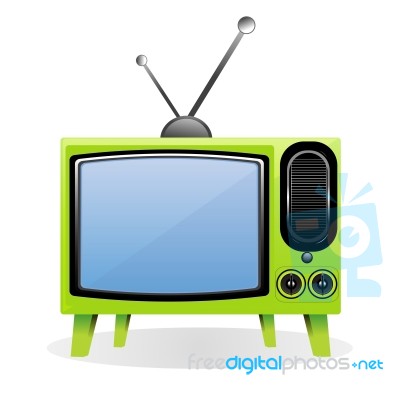 Green Retro TV Stock Image