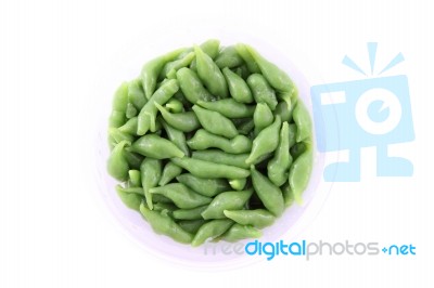 Green Rice Noodles Sweetmeat Thai Dessert Stock Photo