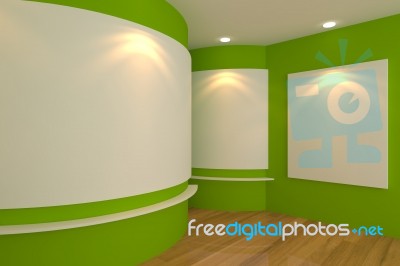 Green Room with gallery Stock Image