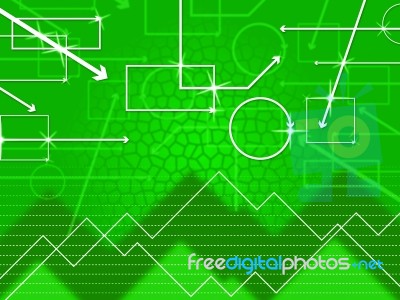 Green Shapes Background Shows Rectangular Oblong And Spikes
 Stock Image