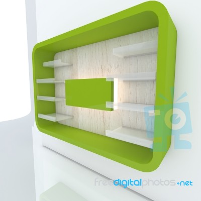 Green Shelf On White Wall Stock Image