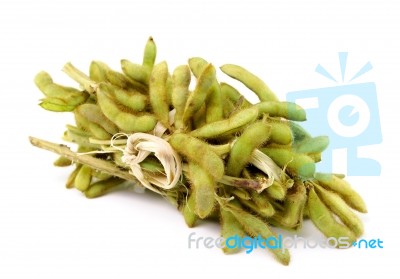 Green Soybeans Isolated On A White Background Stock Photo