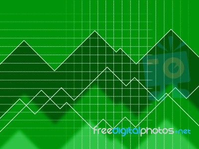 Green Spikes Background Means Grid Zigzags And Data
 Stock Image