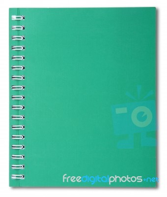 Green Spiral Notebook Isolated On White Background Stock Photo