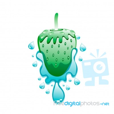 Green Strawberry With water Drops Stock Image