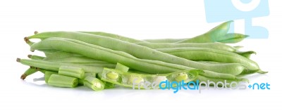 Green String Bean Isolated On The White Background Stock Photo