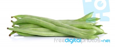 Green String Bean Isolated On The White Background Stock Photo