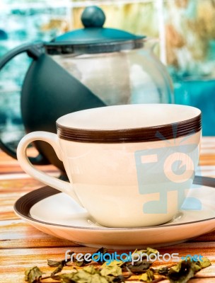 Green Tea Cup Means Refreshed Beverage And Teacup Stock Photo