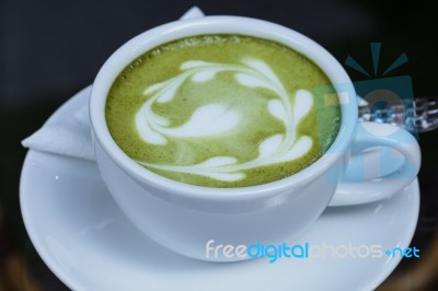 Green Tea Latte Stock Photo