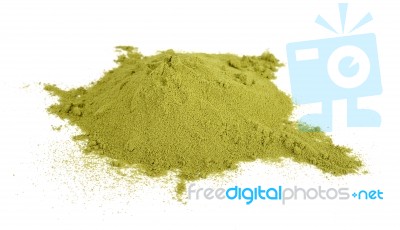 Green Tea Powder Isolated On White Background Stock Photo