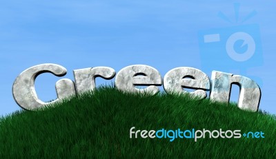 Green Text And Grass Stock Image