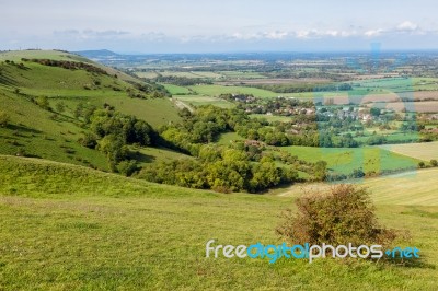 Green Undulating Hills Of The  Sussex Countryside Stock Photo