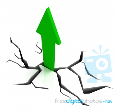 Green Upward Arrow Shows Breakthrough Stock Image