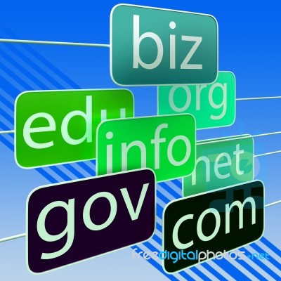 Green Url Words Shows Org Biz Com Edu Stock Image