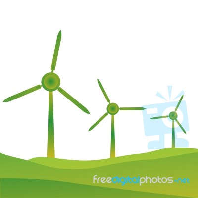 Green Wind Turbines Stock Image