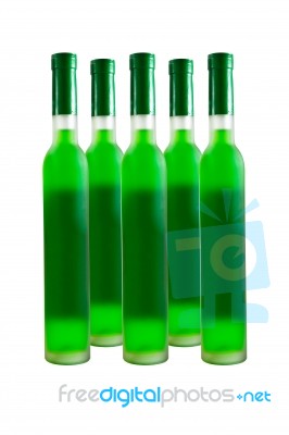 Green Wine Bottles Stock Photo