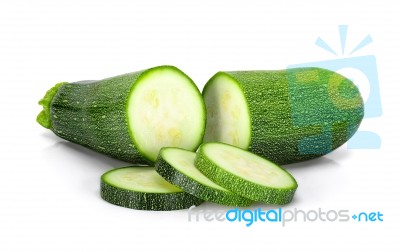 Green Zucchini Isolated On The White Background Stock Photo