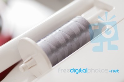 Grey Thread In Sewing Machines Shallow Depth Of Field (soft Focu… Stock Photo