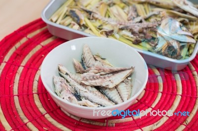 Grill Mackerel Fish Meat Stock Photo