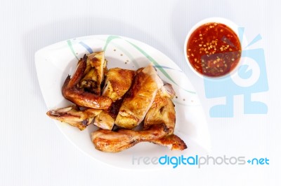 Grilled Chicken On Dish Stock Photo