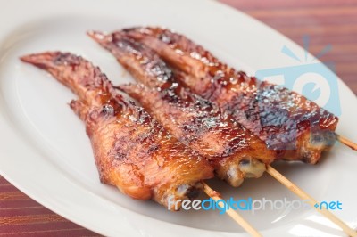 Grilled Chicken Wings Stock Photo