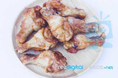 Grilled Chicken Wings Isolated On White Background Stock Photo