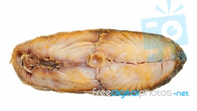 Grilled Mackerel On White Background Stock Photo