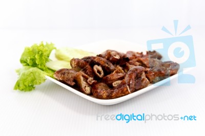 Grilled Pork Chitterlings Stock Photo