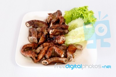 Grilled Pork Chitterlings Stock Photo