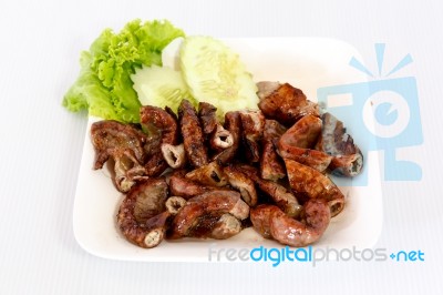 Grilled Pork Chitterlings Stock Photo