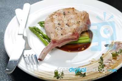 Grilled Pork Chop Stock Photo