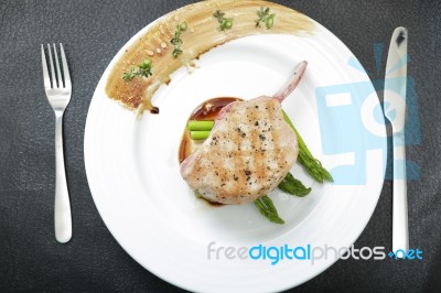 Grilled Pork Chop Stock Photo