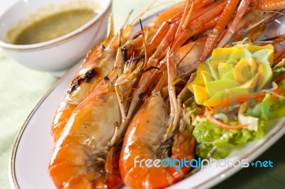 Grilled Prawns Stock Photo