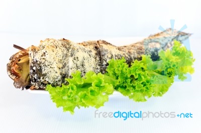 Grilled Salted Catfish Stock Photo