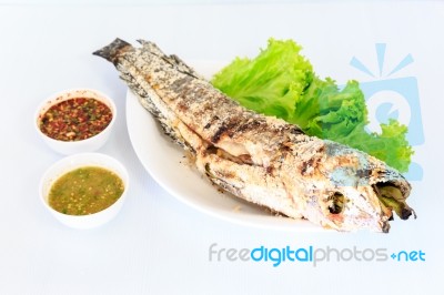 Grilled Salted Catfish Stock Photo