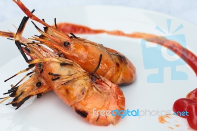 Grilled Shrimp Stock Photo