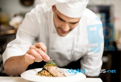 Grilled Tuna Fish With Vegetables Stock Photo