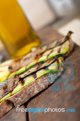 Grilled Vegetables On Bread Stock Photo