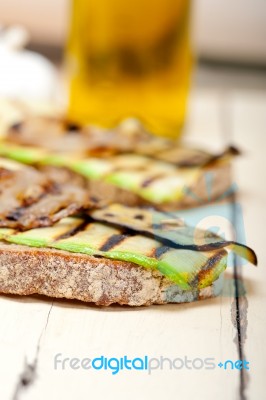 Grilled Vegetables On Bread Stock Photo