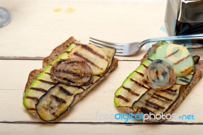 Grilled Vegetables On Bread Stock Photo