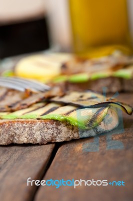 Grilled Vegetables On Bread Stock Photo